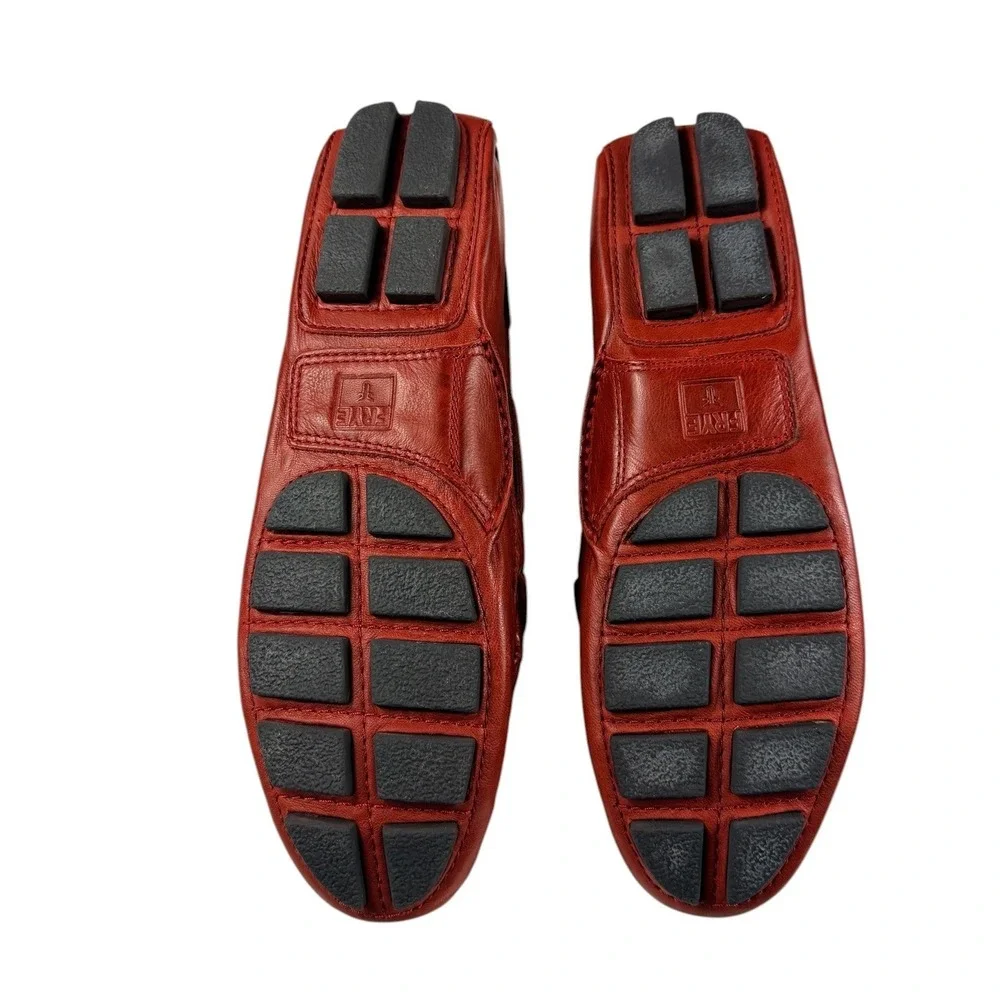 Frye Reagan Woven Burnt Red Leather Driving Loafers Womens 10M 72325 Bow NEW